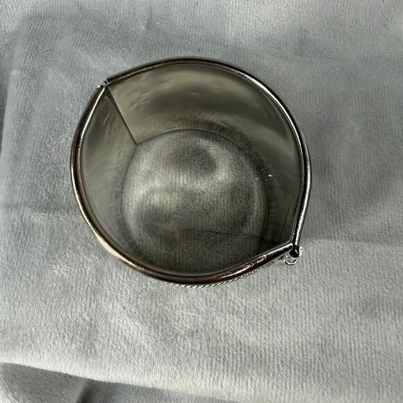 Wide Silver-Tone Hinged Cuff Bracelet Textured Chain Detail Women Boho Gypsy - Picture 11 of 16